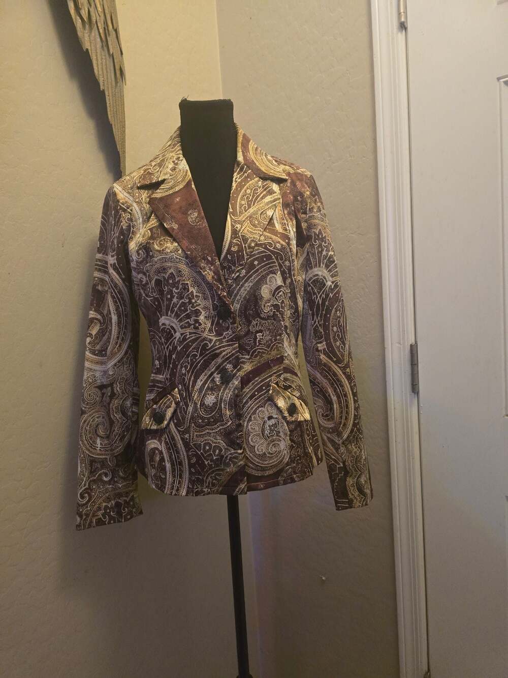 Chico's Women's Paisley Print Lined Blazer Jacket Size 0